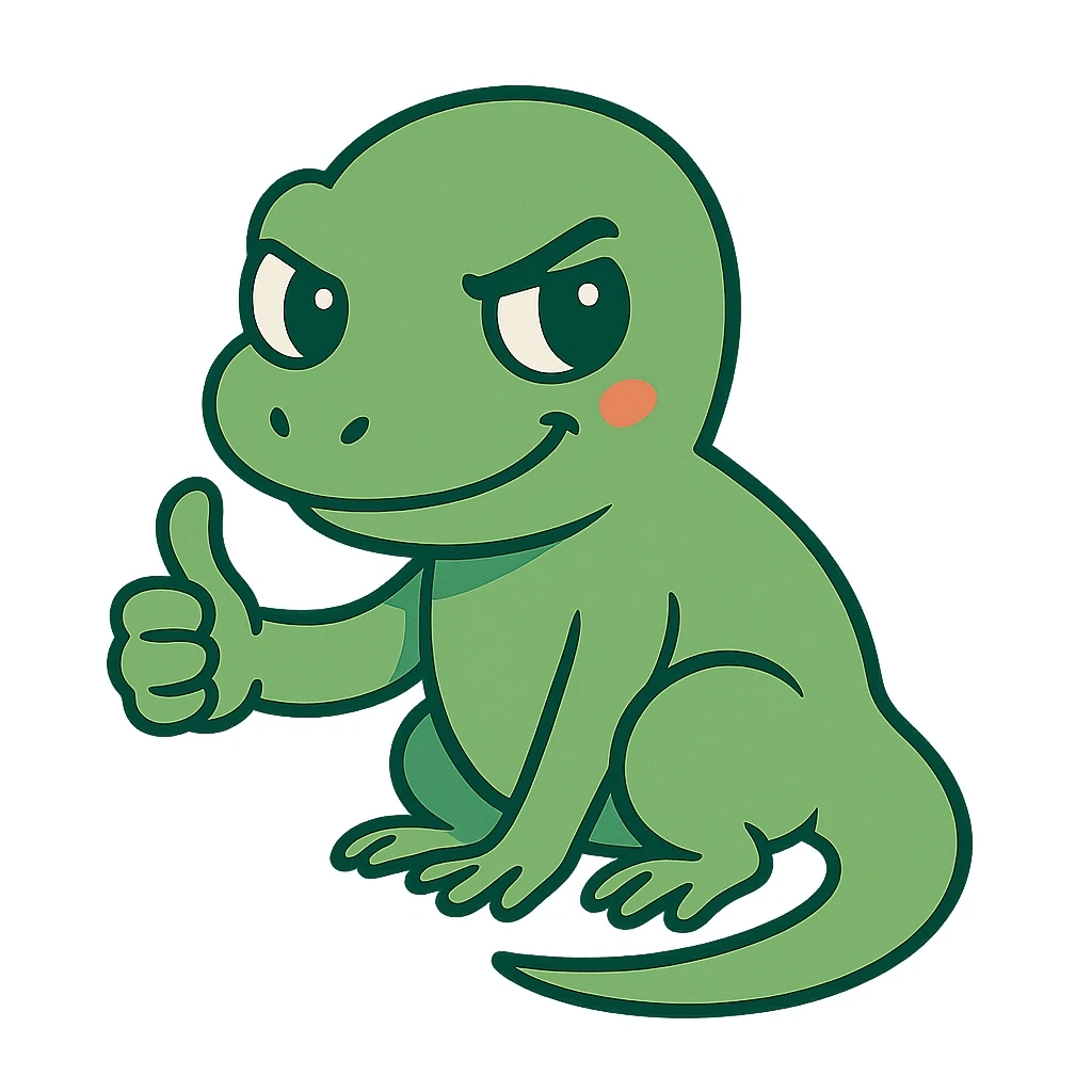 いいねのポーズをするヤモリ