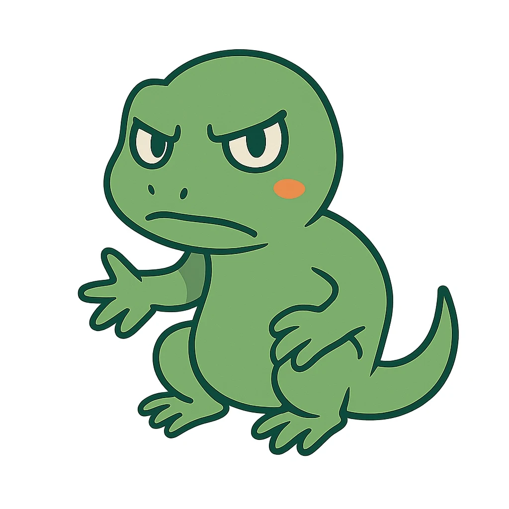 パソコンに向かって真剣に考えるヤモリ